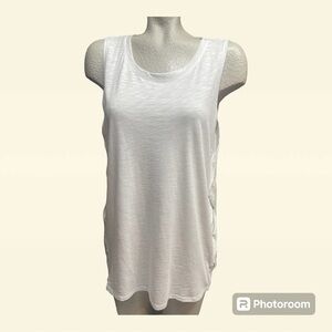 Kinesis active wear, White Tank Top Criss Cross sides, size XL